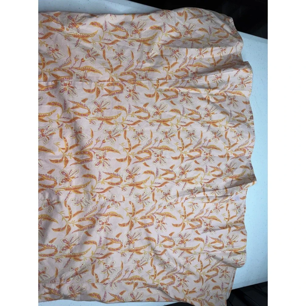 Gap Stretch Pink Floral A-Line Midi Skirt Size 8 Orange‎ Yellow Botanical Print